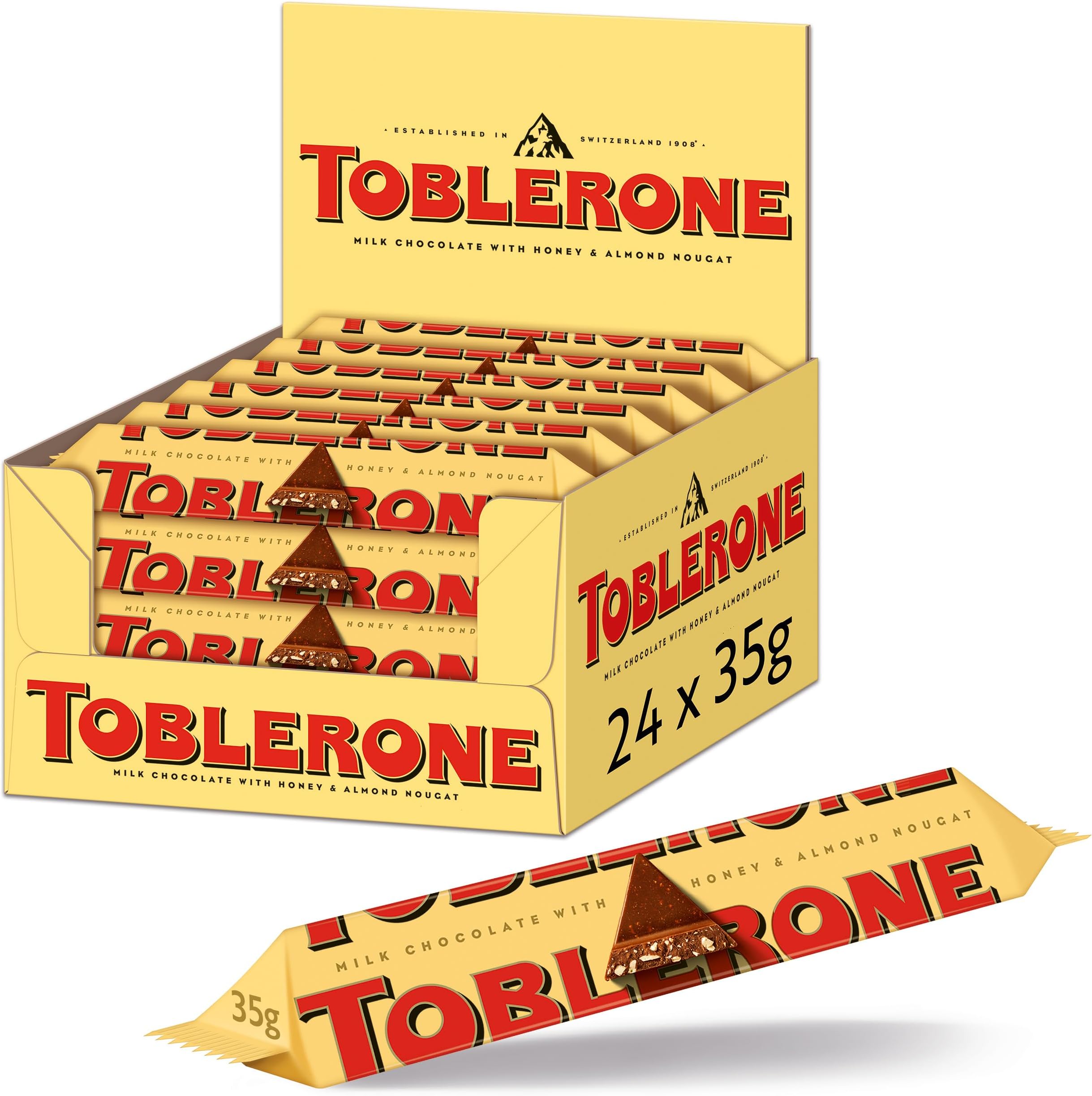 Toblerone Swiss Milk Chocolate With Honey & Almond Nougat 5, 35 Gram