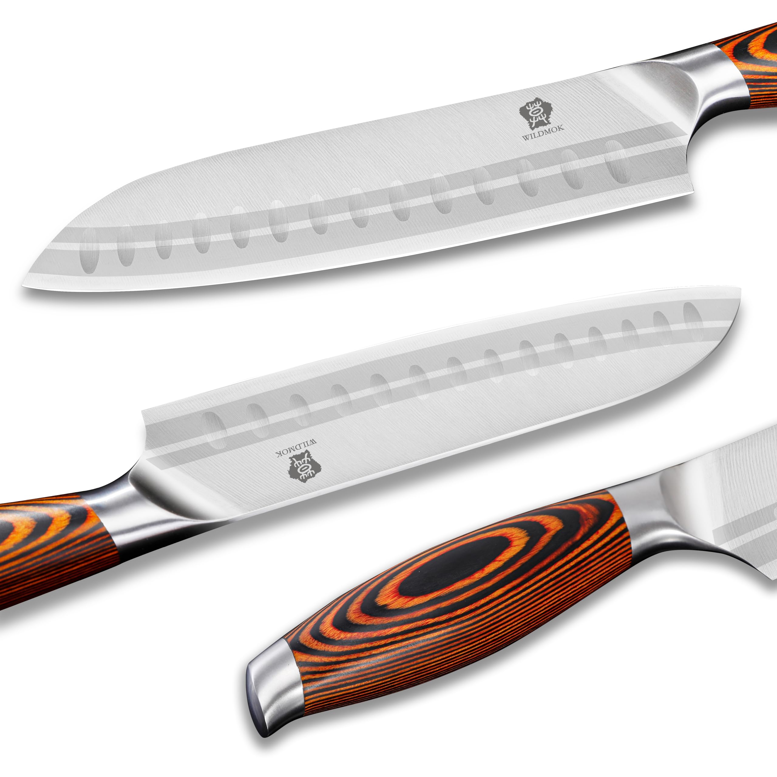 WILDMOK 18cm Santoku Messer Asiatischer Art, Santokumesser, Deutsch Edelstahl Küchenmesser mit ergonomischem Griff für Haus und Restaurant