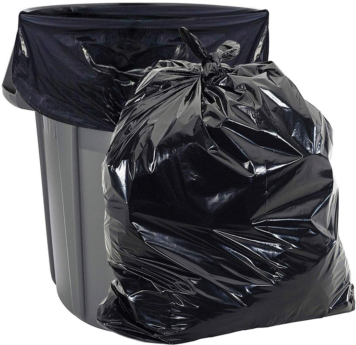 Aluf Plastics 50-55 Gallon 2.3 MIL Black Heavy Duty Garbage Trash Bags - 36" x 58" - Pack of 100 - For Contractor, Industrial, Institutional, & Commercial