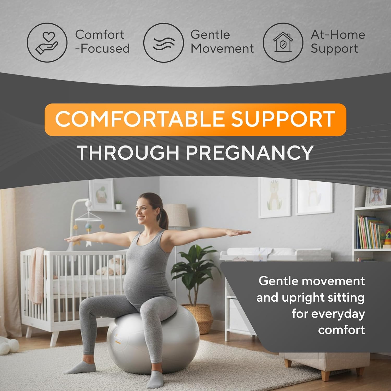 MANTRA SPORTS Exercise Ball – Yoga Ball for Pilates & Fitness - Birthing for Pregnancy, Stability, Core, Balance, Therapy for Physical Rehab, Workout for Home Gym & Office Chair, Fast Pump Included