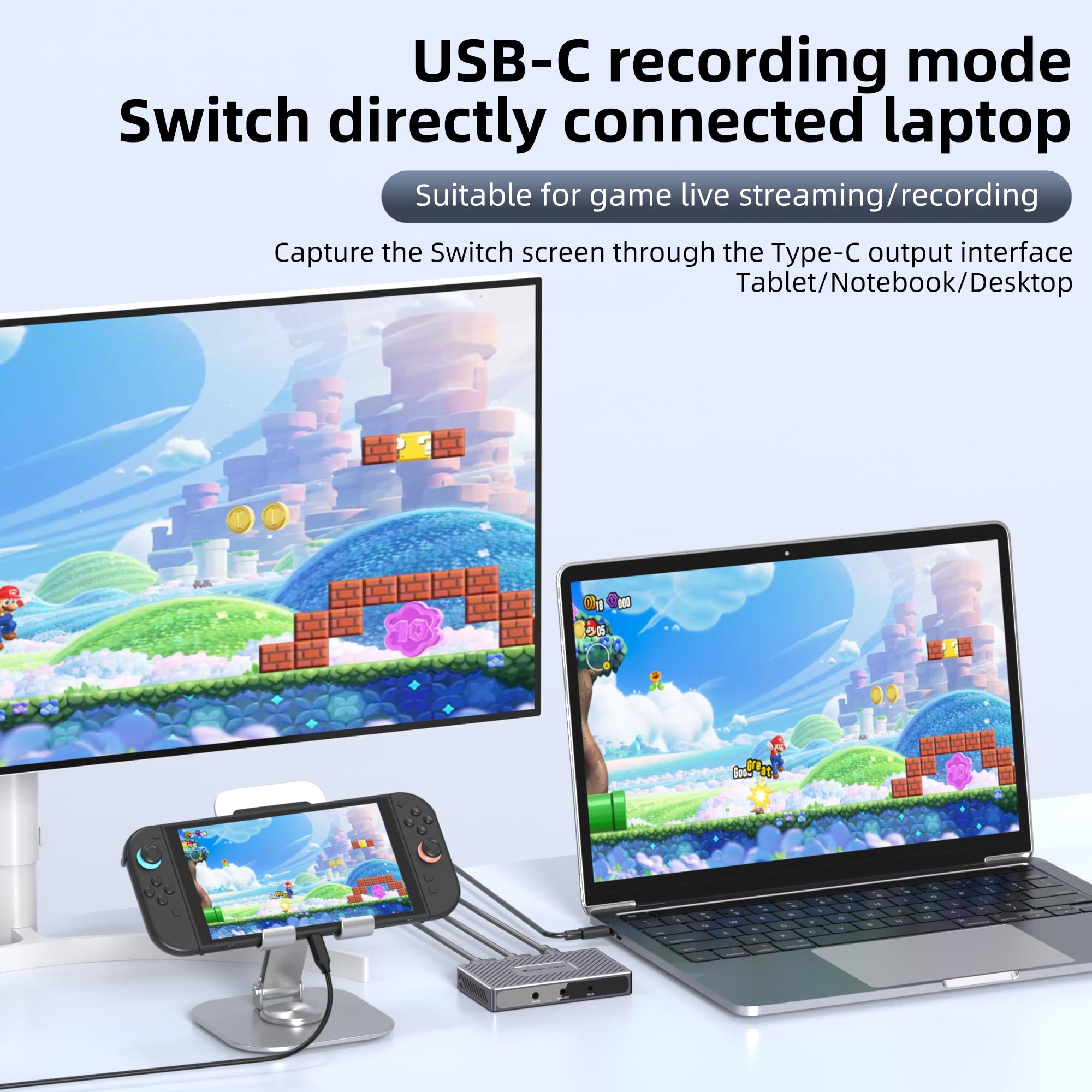 Scheda di acquisizione video, 4K60HzUSB3.1 Scheda di acquisizione HDMI per Streaming4K 60FPS, compatibile con iPad Mac OS Windows, Quest 3, OBS, PS5/4, Switch2/1, Xbox, fotocamera