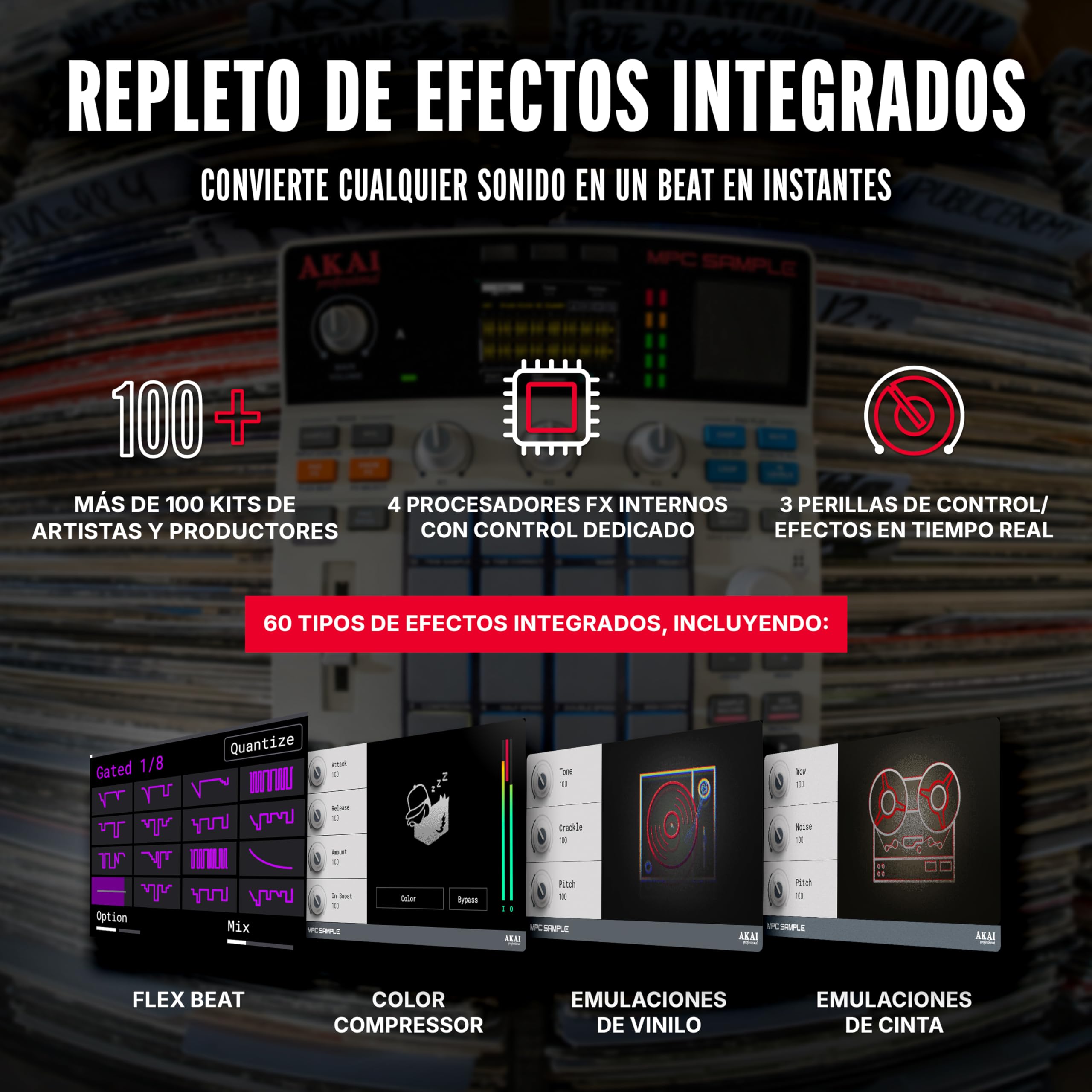 Akai Professional MPC Sample Sampler, Secuenciador y Procesador de Efectos Portátil Standalone con Batería Recargable, USB-C, Altavoz Integrado y Micrófono