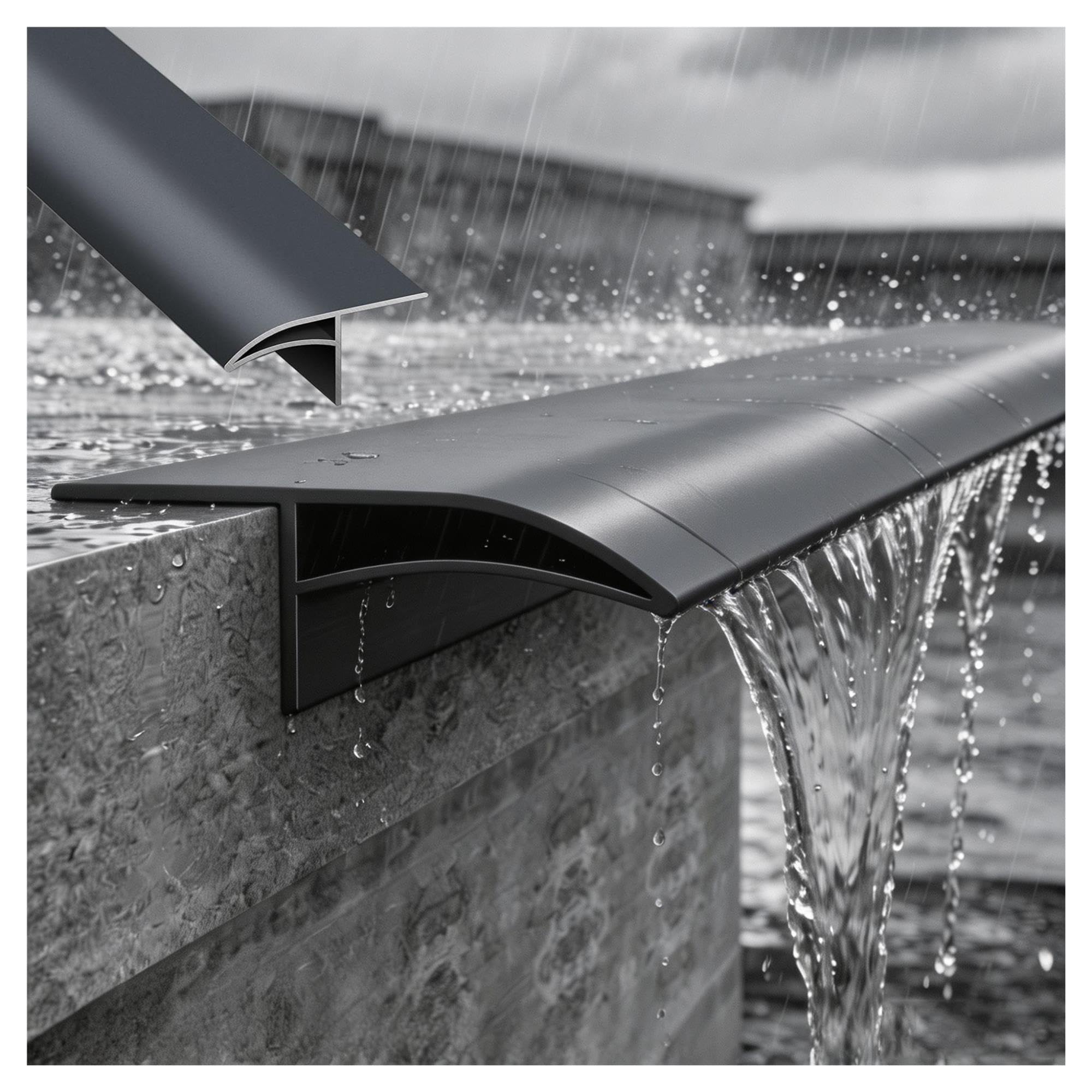 Lluvia de Aluminio Anodizado, Goteera Pared Exterior, Desviador de Lluvia