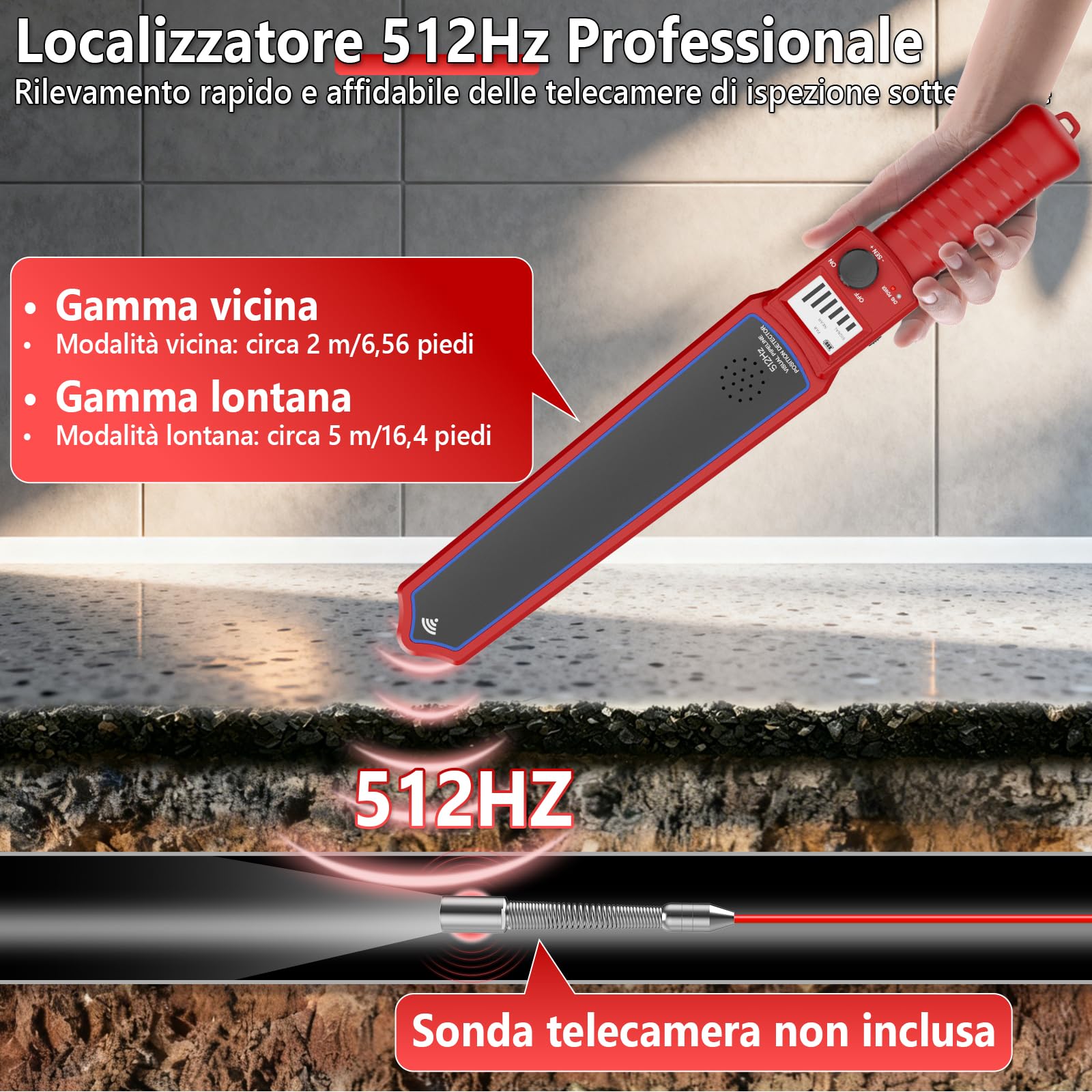 Localizzatore Tubi 512Hz per Telecamera Ispezione