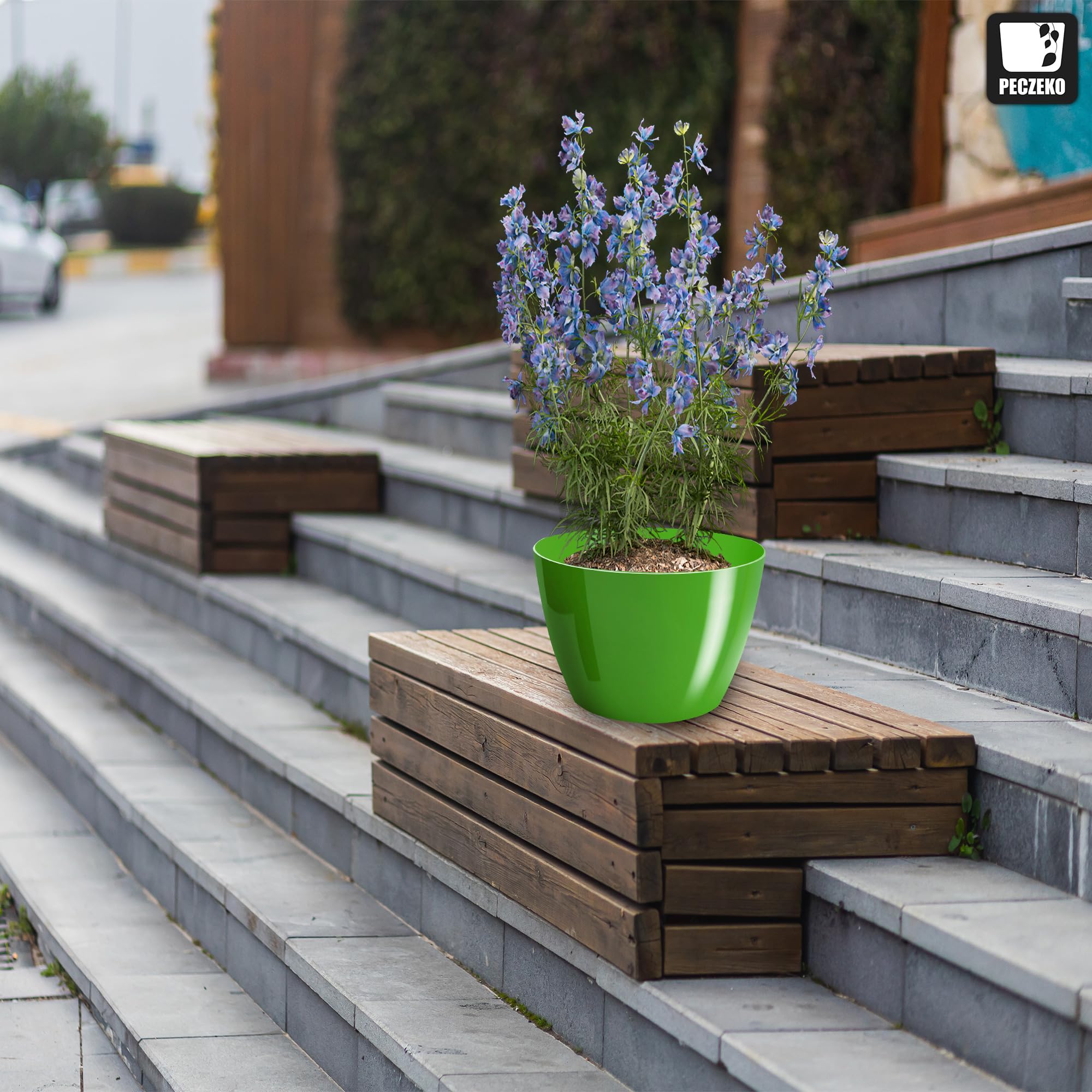 Macetas Brillantes Macetas Decorativas Hierbas Macetas Redondas de plástico duraderas y Ligeras para salón, Comedor, Cocina, terraza, balcón Juego de 2 Piezas (Antracita, diámetro 16 cm) — view 52