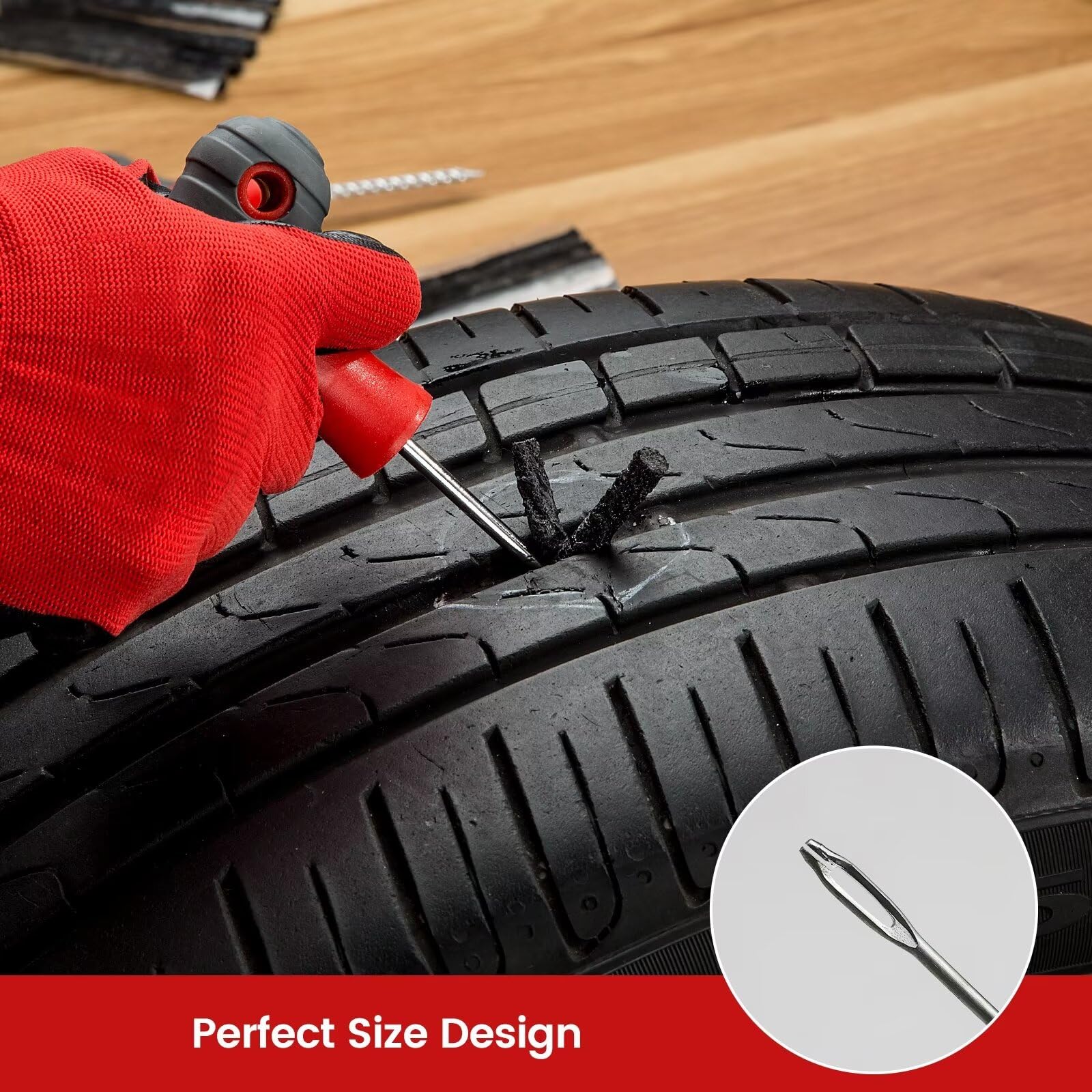 Kit di Riparazione Pneumatici - Kit di Riparazione forature per Auto - La Soluzione Ideale per Riparare forature per Auto, Moto, Camion, furgoni - 20 Corde e Custodia