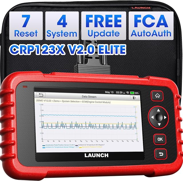 Launch OBD2 Scanner CRP123X V2.0, 2026 Lifetime Update WiFi Scan Tool, Engine at SRS Airbag Scanner, 7 Resets Diagnostic Scanner, Code Reader for All Cars, AutoVIN, FCA SGW, Voltage Monitor | 7 Resets Save Dealer Visit,1996–2026 Vehicles,Lifetime Upd