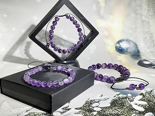 Vista 34 de Triple Protection Bracelet for Women Amethyst Crystal Bracelet Handmade Crystal Beads Bracelet (6mm, Black Onyx)