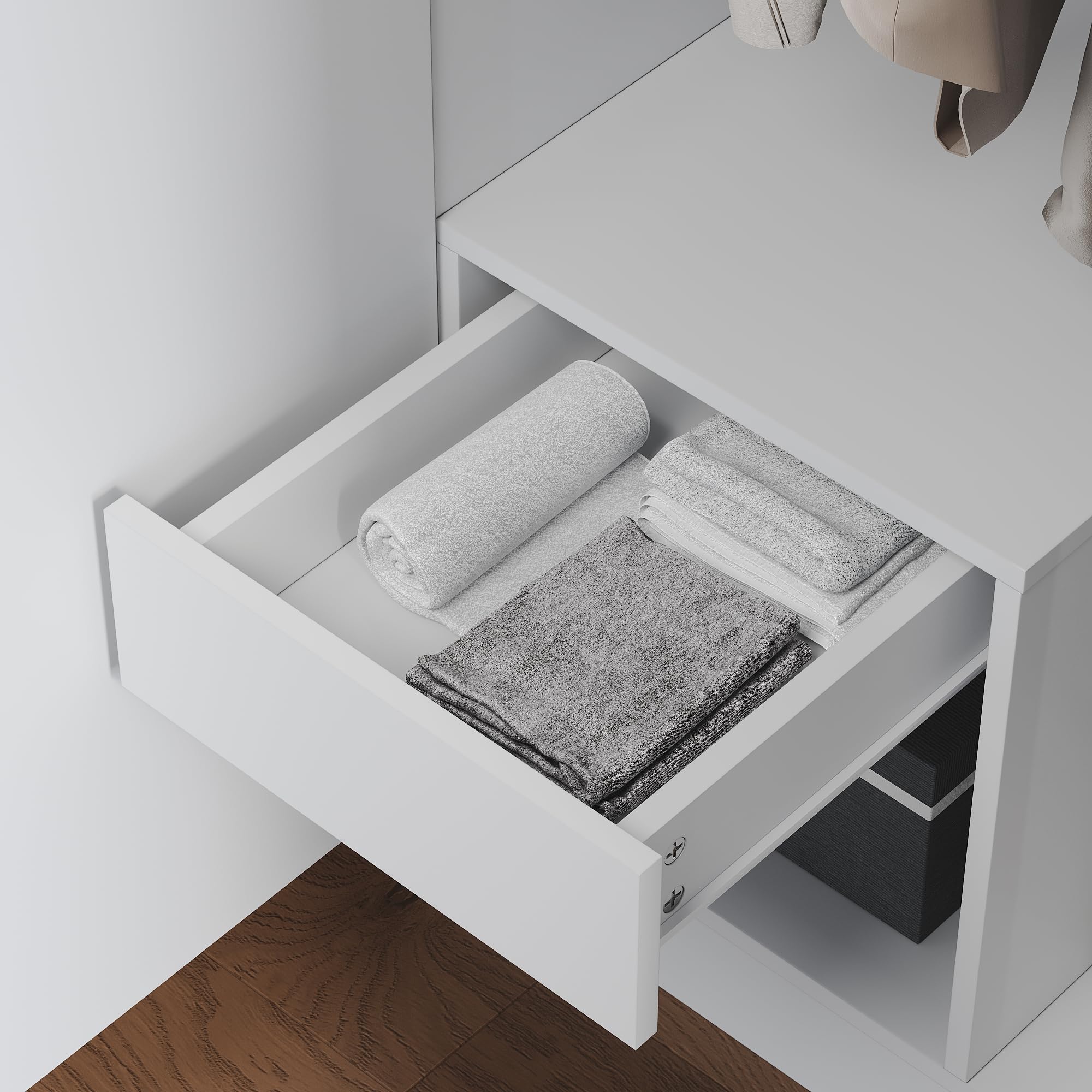 SONNI Kleiderschrank mit Spiegeltür Weiß, Vielseitiger Drehtürenschrank 2-türig für Ihr Schlafzimmer, 76cm(B) x47cm(T) x180cm(H).