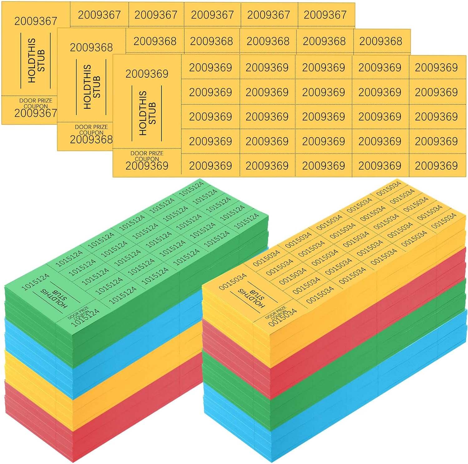 Kosiz 2000 Sheets Raffle Ticket 25 Bid Chinese Auction Tickets Tricky Tray Basket Raffle Sheets for School Class Rewards Carnival Door Prize Fundraiser Event(Dark Yellow, Red, Lake Blue, Dark Green)