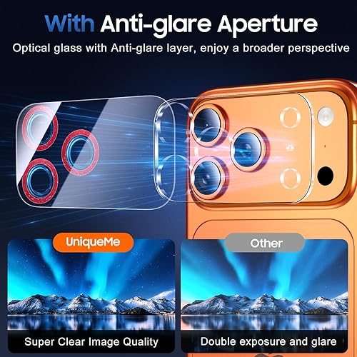 Miniatura 361 de UniqueMe [Paquete de 3 protectores de lente de cámara compatibles con iPhone 14 Pro Max/iPhone 14 Pro, vidrio templado, [compatible con fundas]