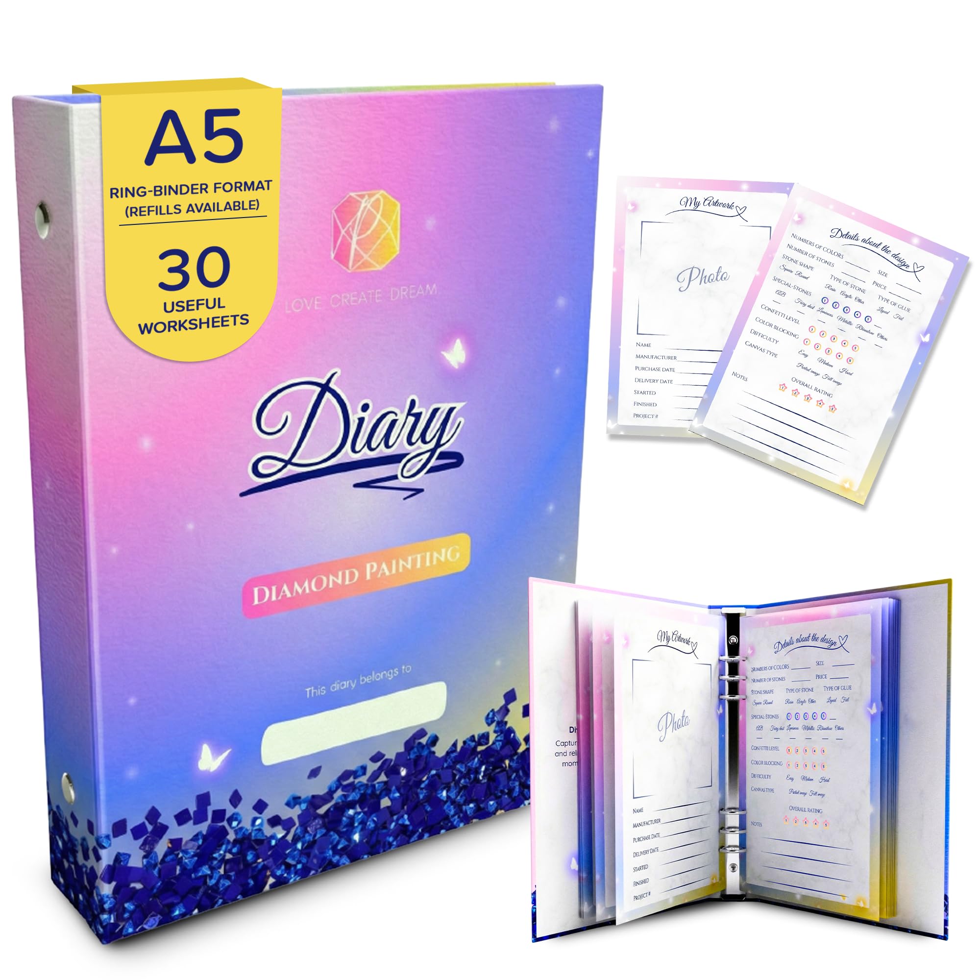 Documentation de peinture diamant A5 Picmondoo pour organiser vos toiles