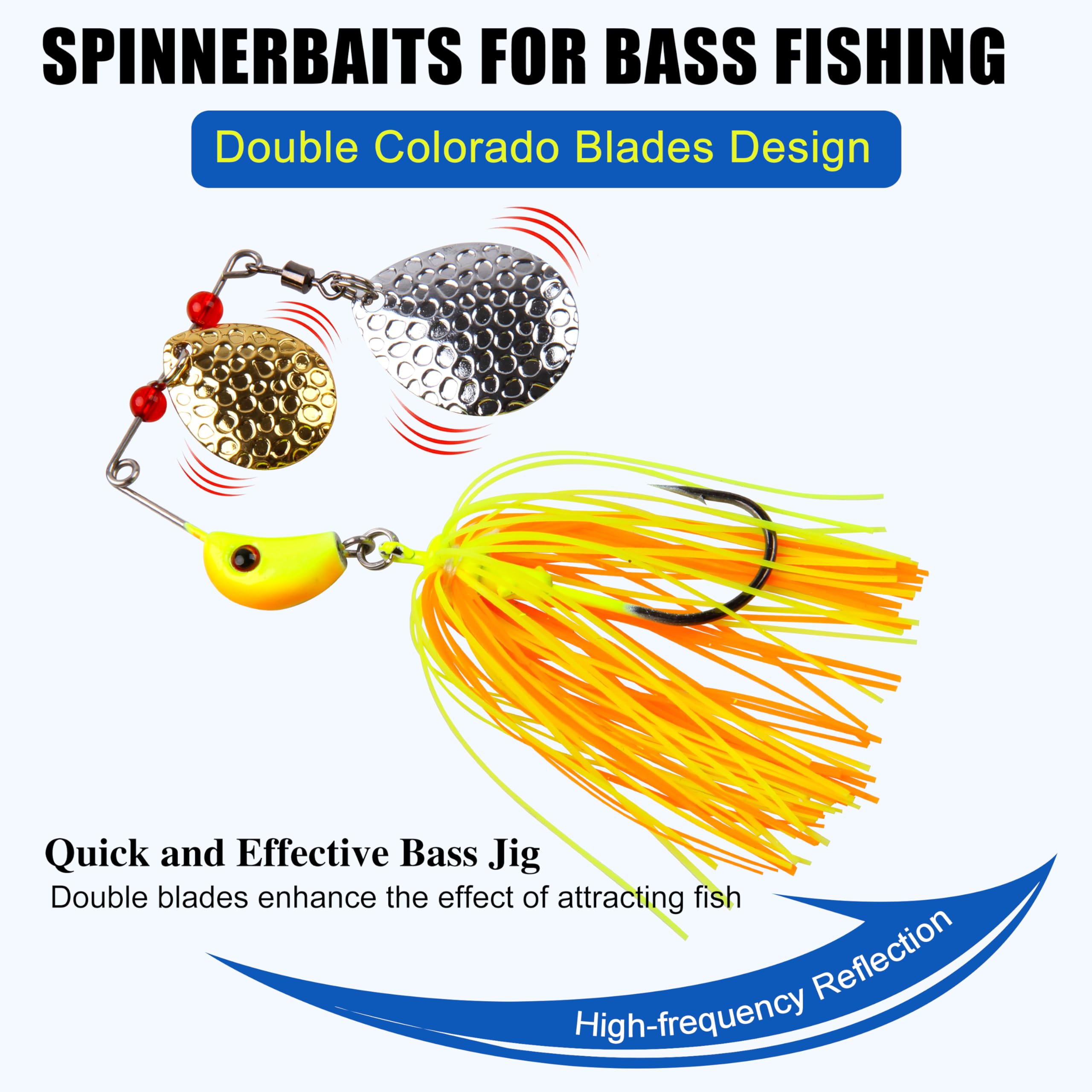 Kit de leurres de pêche Spinnerbait Colorado Lame Spinner Appât Bait Bass 3/113,4 g Multicolore en métal dur Buzzbait Swimbait pour truite, wallon, brochet, saumon, eau douce de mer