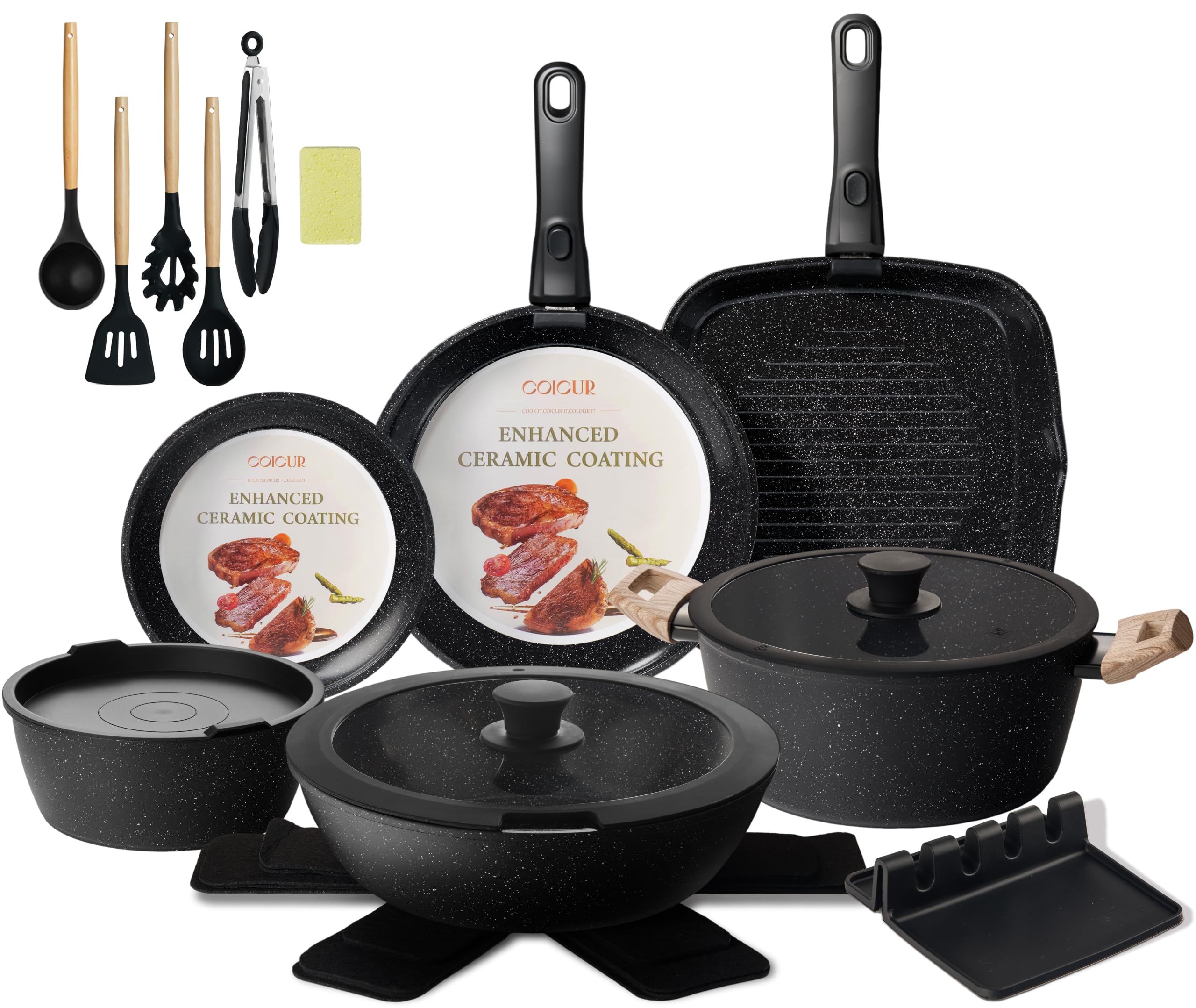 Coicur 23-Piece Ceramic Cookware Set
