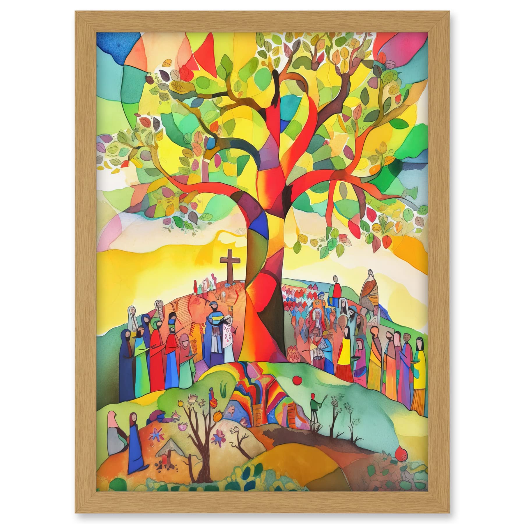 Artery8 The Sermon On The Mount Jesus Folk Art Bible Artwork Framed A3 Wall Art Print