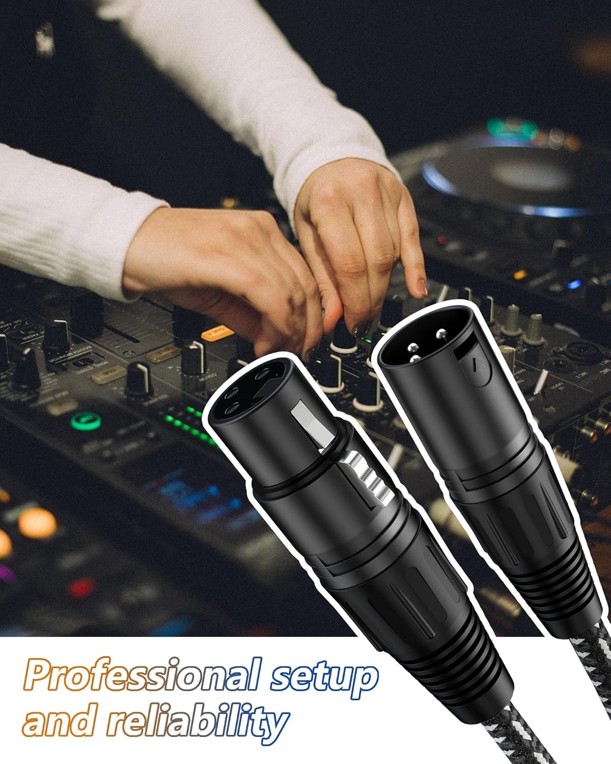 XLR Cables 25ft 2 Pack Fully Balanced Nylon Braided XLR Mic Cord Male to Female Microphone Cable 3 pin Oxygen-Free Copper (OFC) for Studio Recording Live Production 25 Feet