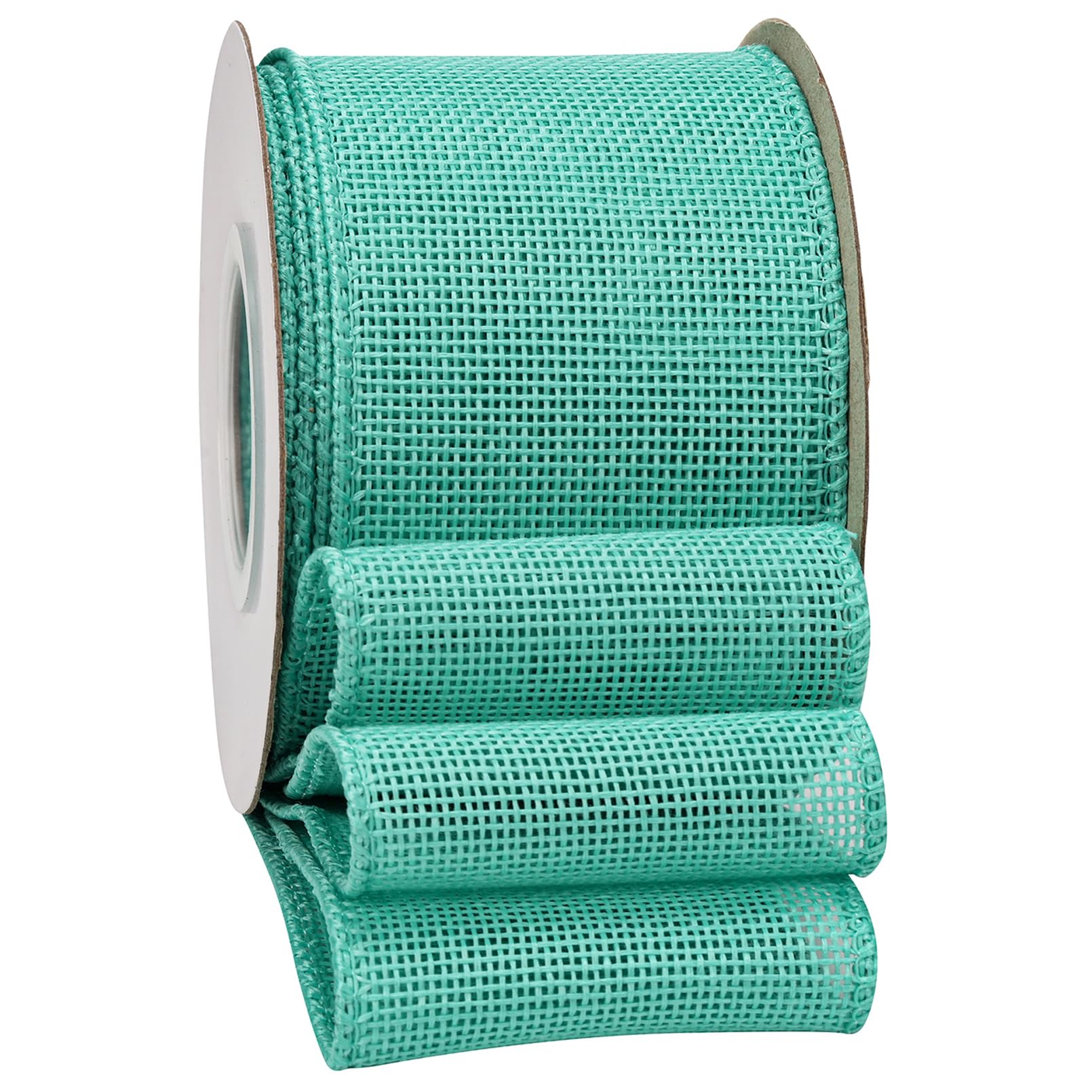 SDZMDL Mint Green Burlap Ribbon 2-1/2 Inch, Solid Ribbon with Wired Edge for Party Decoration, Big Bow, Outdoor Wreath, 10 Yards/Roll.