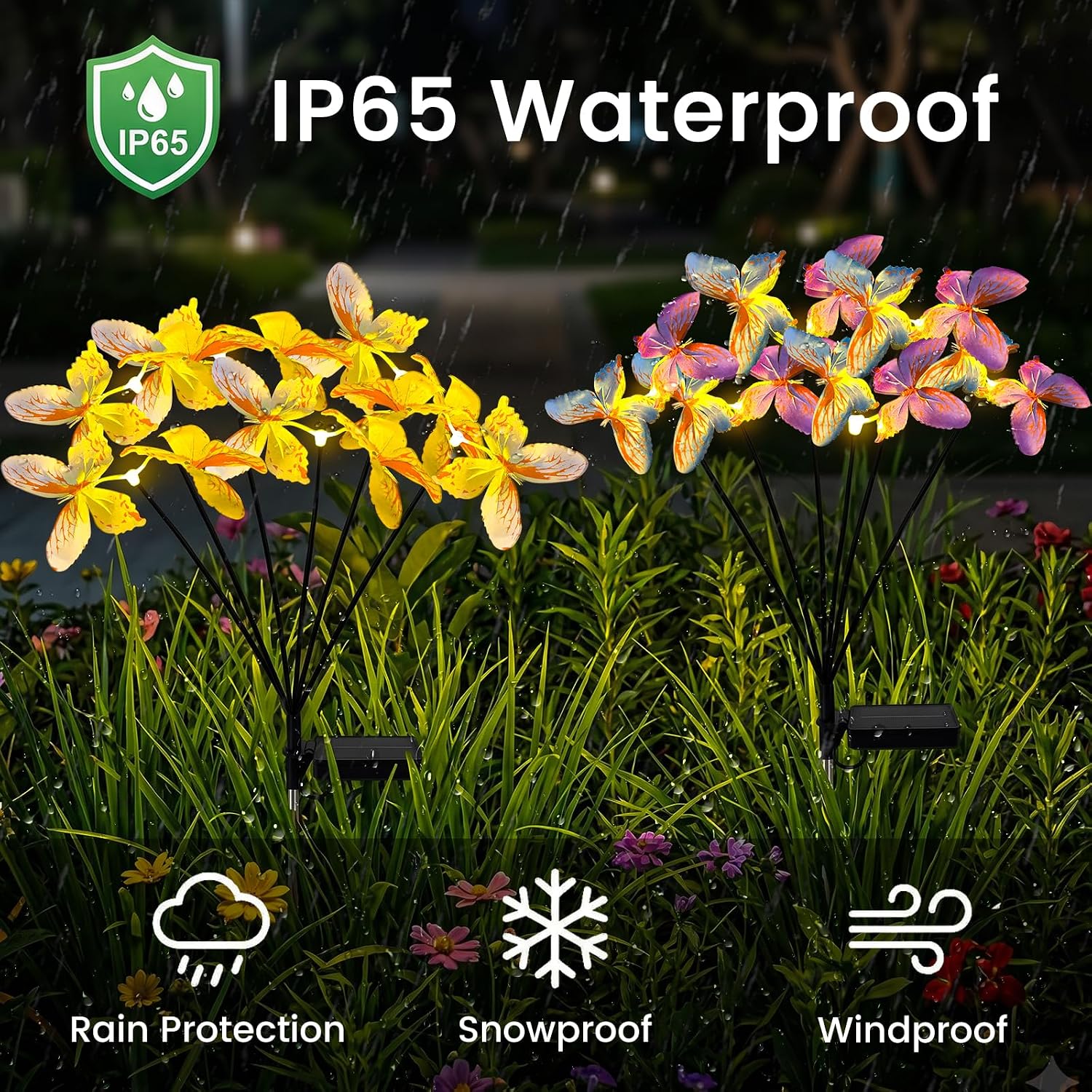 AVEKI Solar Garden Lights, Swaying Solar Light with 12 Butterflies and 8 Lighting Modes, IP65 Waterproof Garden Decor for Outside Yard Lawn Landscape Pathway,Gifts for Mom Women (Butterfly-2 Pack)