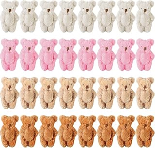 32 Pieces Mini Bear Plush Toy Tiny Bear Mini Joint Bear Tiny Soft Bear Doll Stuffed Animal Toys for Birthday Cake Wedding Decoration Party Favor, 4 Colors