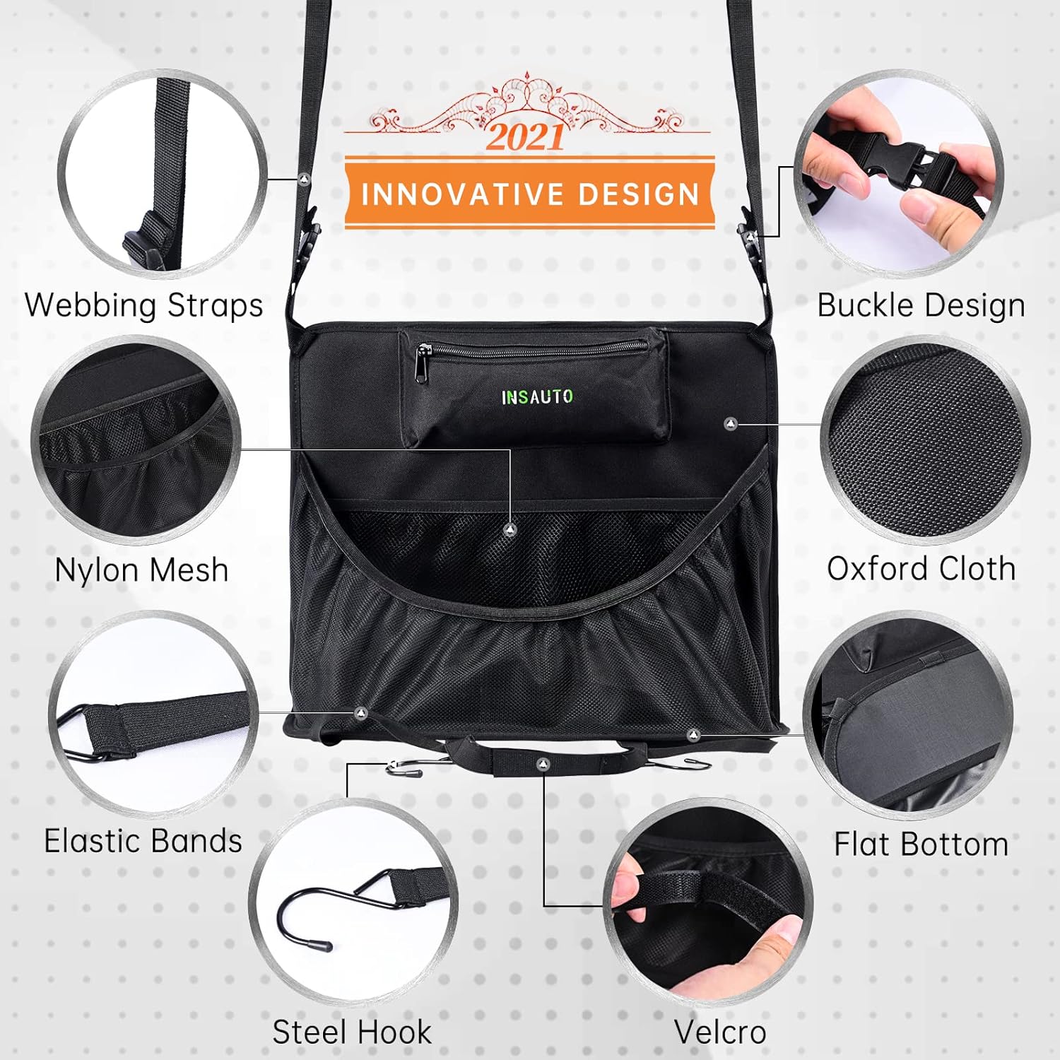 Car Handbag Holder Between Seats - INSAUTO Car Pocket Bag Purse Tissue Net Holder Front Seat Storage Organizer for Backseat, Car Accessories Hanging Back Seat Organizer, Barrier for Backseat Dogs Kids Pets : Automotive