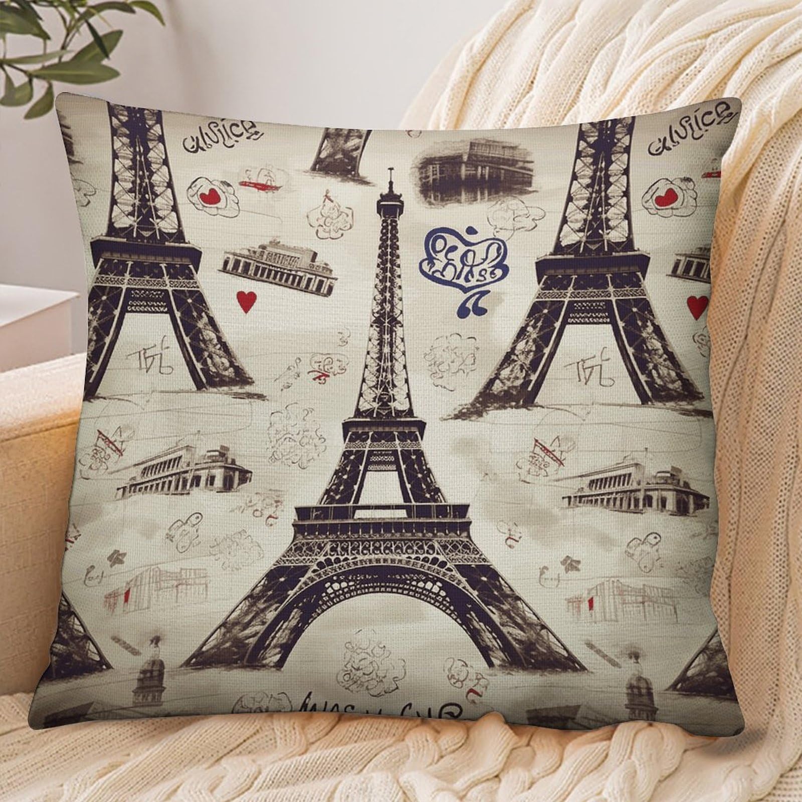 Fekiloot Style French Paris Tour Eiffel Tower Pillowcase Pillow Sham Pillow Case