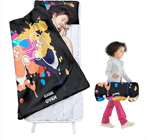 Tapete para siesta para niños pequeños con almohada extraíble, ligero, suave, perfecto para niños preescolares, guardería, saco de dormir de viaje