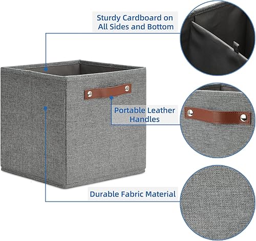 Miniatura 3 de Temary Contenedores de almacenamiento de 11 pulgadas, 4 cubos de almacenamiento de tela, canastas de almacenamiento organizadoras con asas, cestas