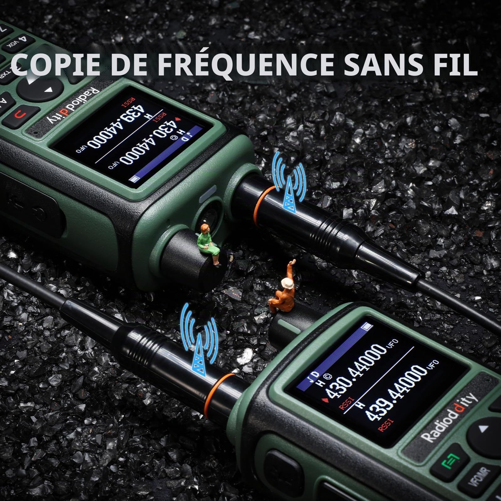 Radioddity GC-5 Radios Bidirectionnelles Double Bande, Talkie Walkie Portable Longue Portée 144-146/430-440 MHz, Radio Licence requise avec Batterie 1800 mAh, 999 canaux, DTMF, VOX, pour Adultes