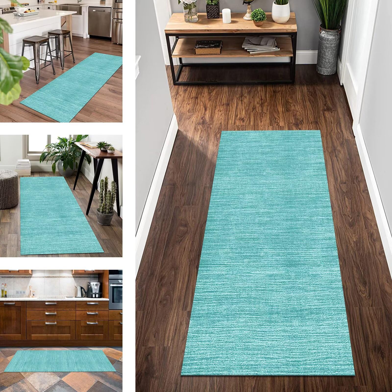 Tapis de passage moderne cyan 60x180cm lavable tapis de cuisine long