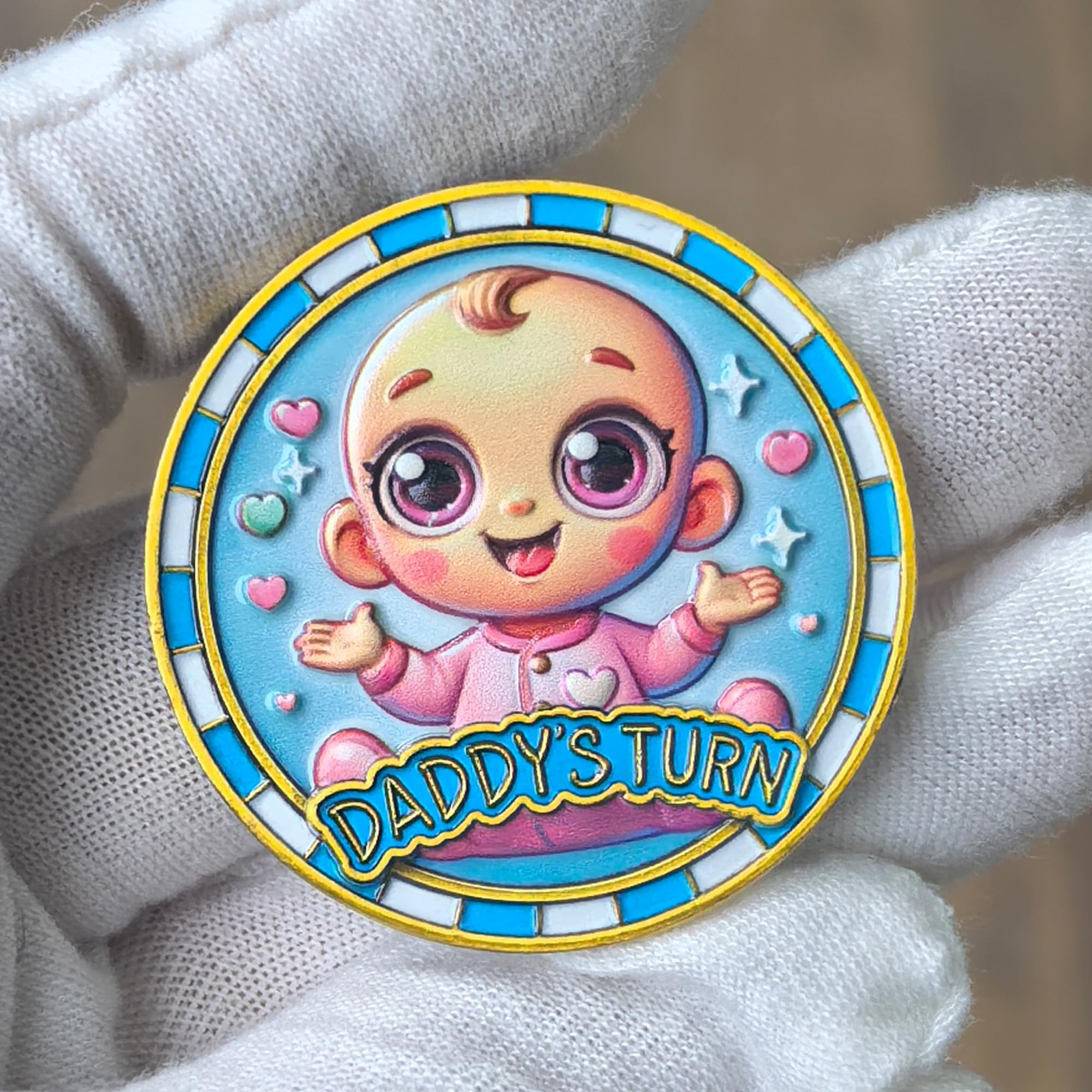 New Parent Decision Coin – Cute Baby ‘Daddy’s Turn’ & ‘Mummy’s Turn’ Coins for Baby Care Tasks – Creative Parenting Gift with Transparent Protective Case