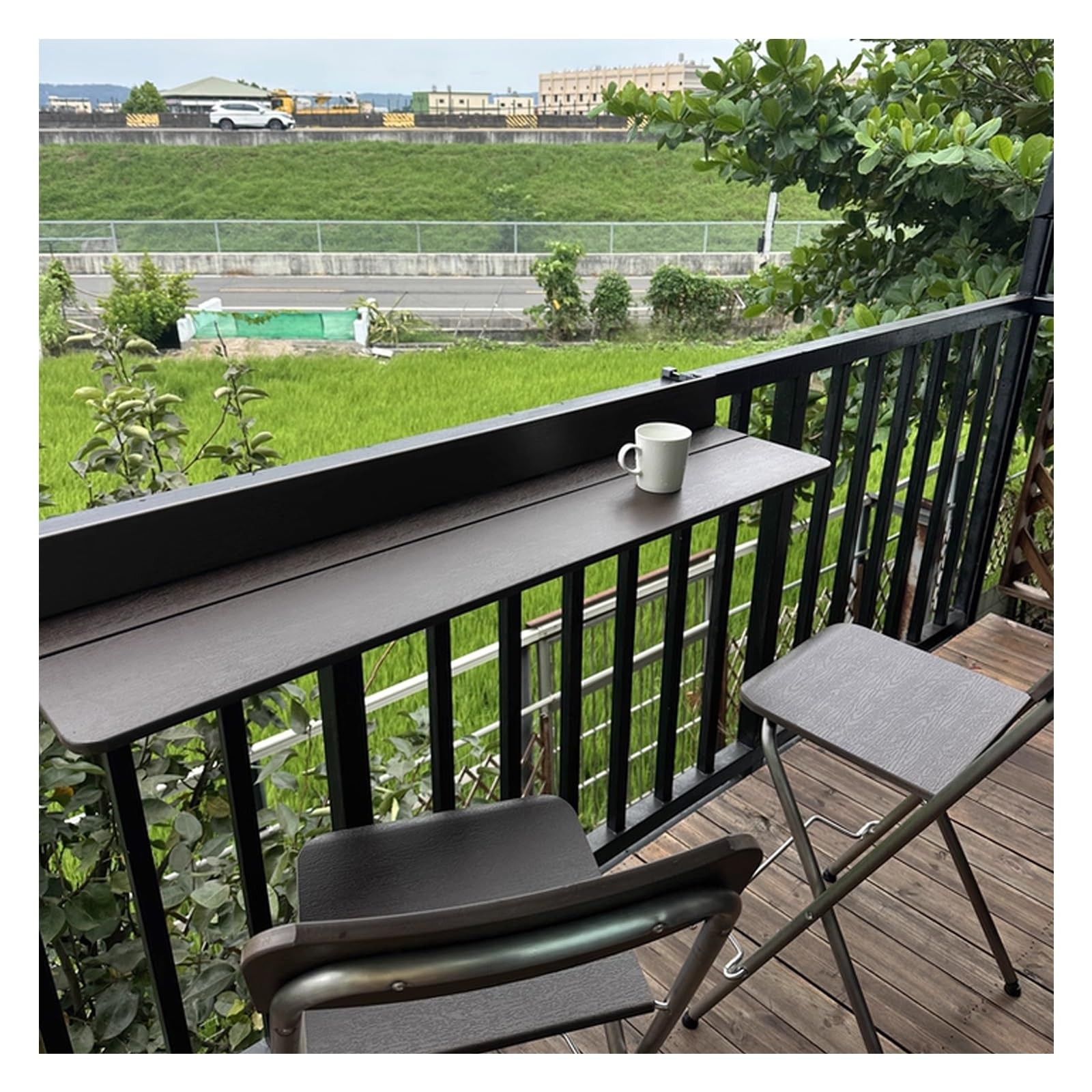 Tavolino da Balcone, Tavolo Pieghevole per Patio, Ideale per Appartamenti, tavolino Laterale sospeso per Esterni/Interni, Design con Sollevamento Resistente alle intemperie, Tavolo da Pranzo