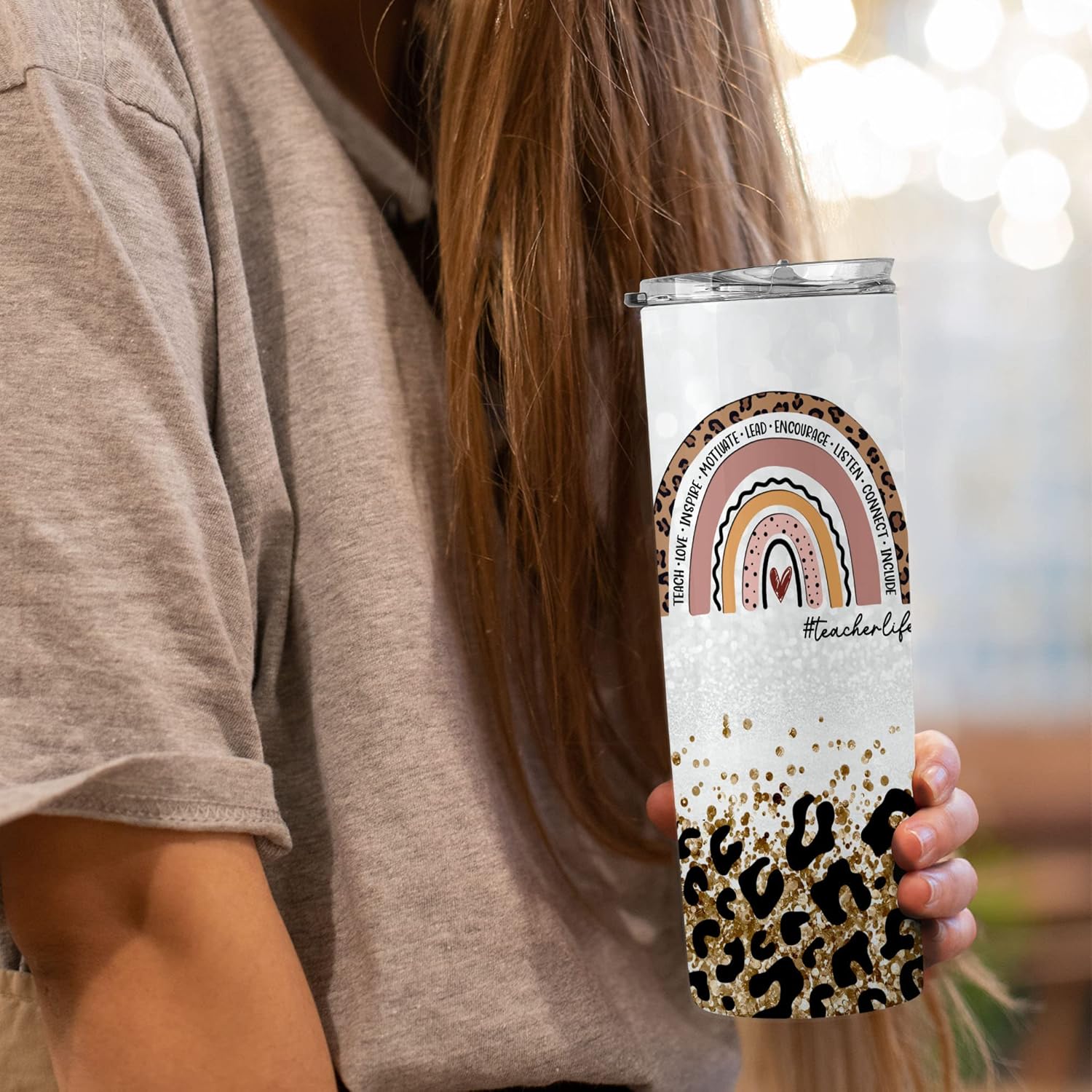 Teacher Gifts for Women - Teacher Valentine Gifts - Teachers Appreciation Gift, Gift Ideas for Teachers Women - 20 Oz Skinny Stainless Steel Daycare Teaching Tumbler - Image 5