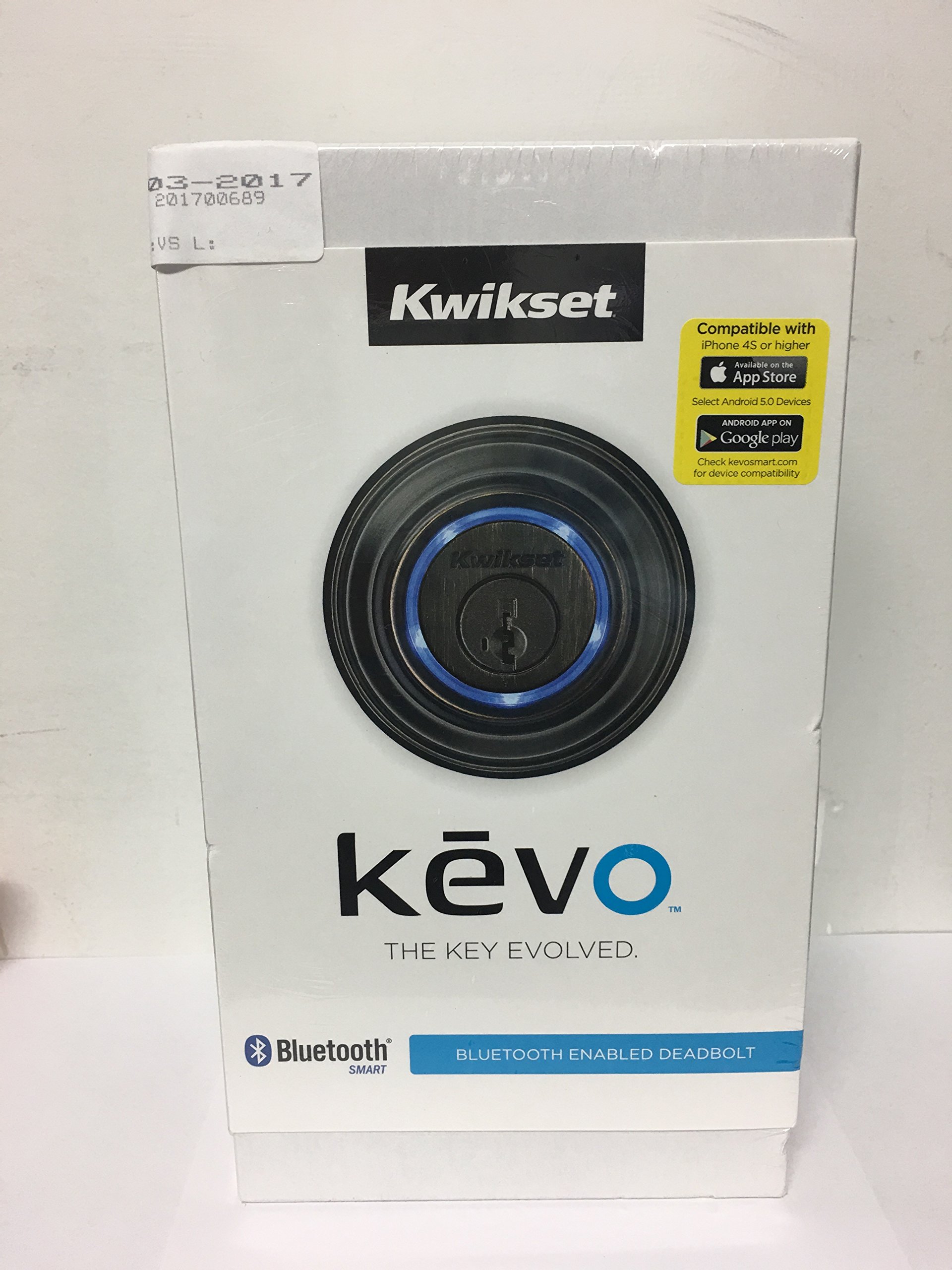 Kwikset Kevo deadbolt with a finger touching it, illustrating touch-to-open functionality.