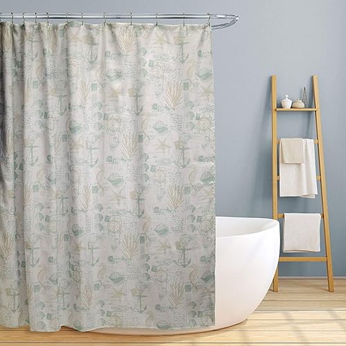 Miniatura 6 de Linen Store lona cortina de regadera de tela, 70"x70"