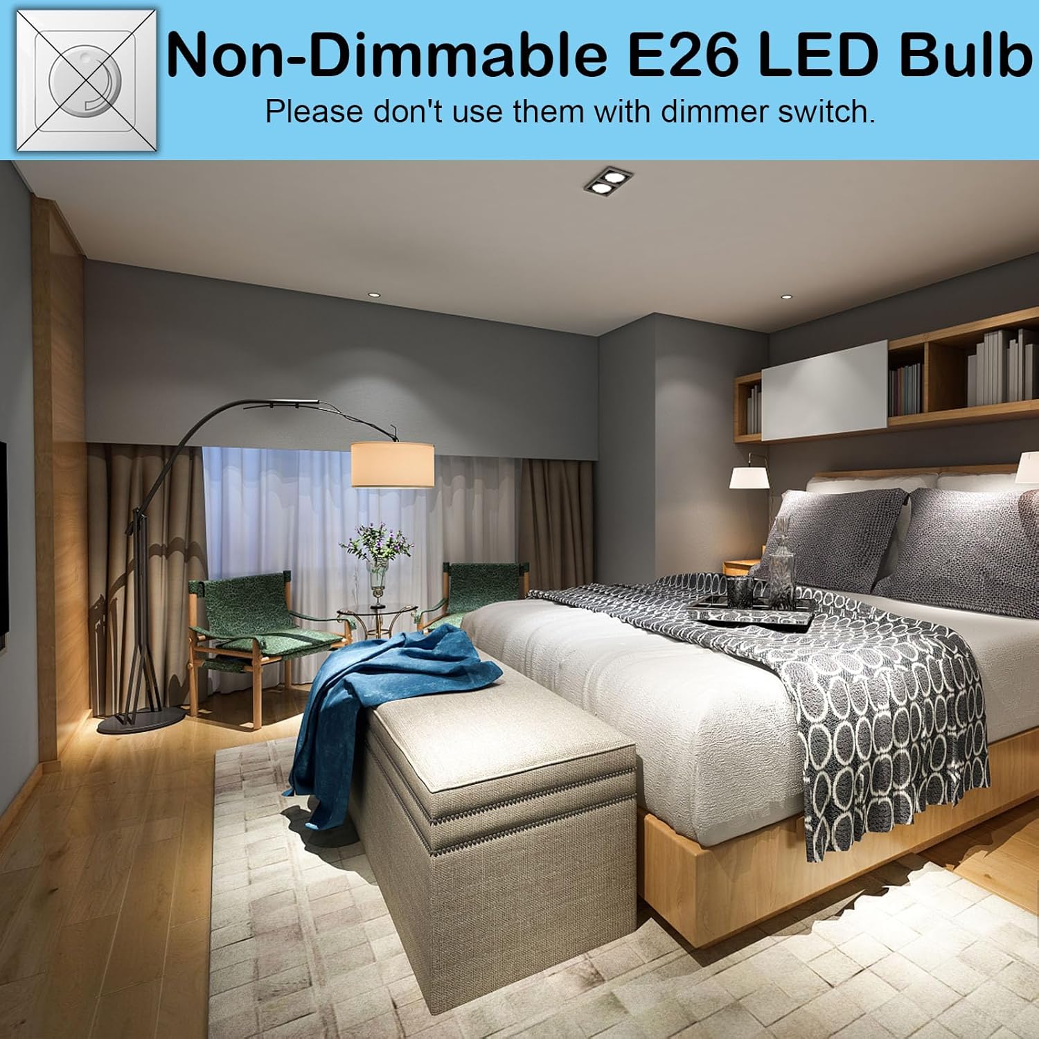 E26 LED Bulb, 100W Equivalent Light Bulb, 12W Medium Base Bulb, Non-Dimmable, Daylight White 6500K, 1200lumen, 10Packs
