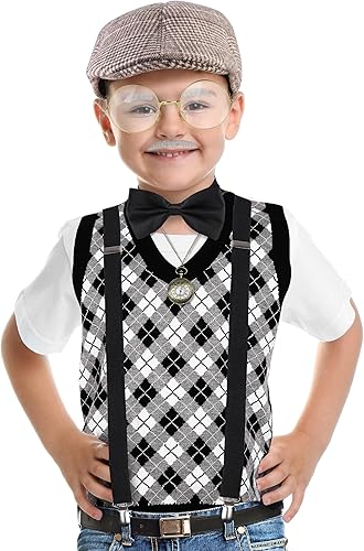 Miniatura 6 de SOMSOC Disfraz infantil de 100 días de escuela, disfraz de anciano para niños, disfraz de abuelo para niños