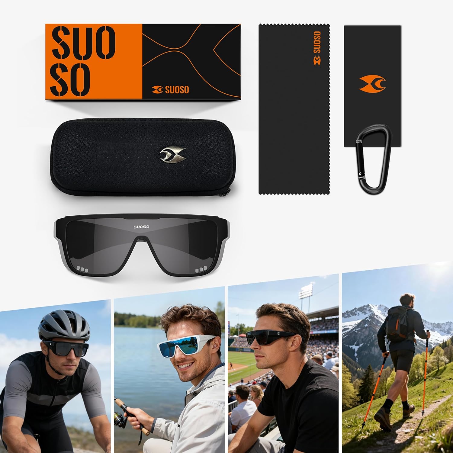 suoso Polarized Fit Over Glasses Sunglasses for Men Women Oversized Square Glasses UV Protection with Side Window Shields