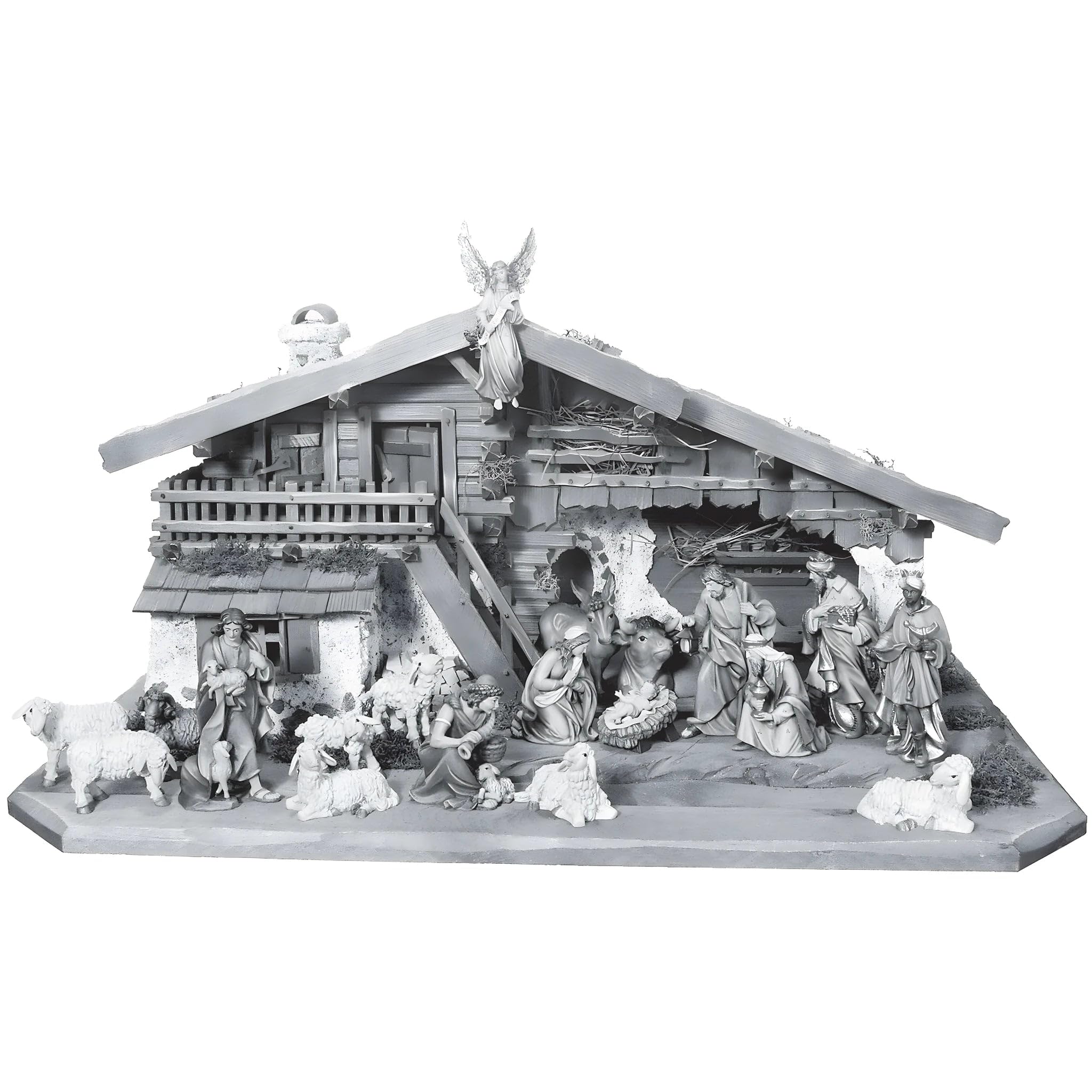 Weihnachtskrippe mit 14 Figuren & Stall von Dolfi