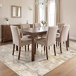 Cotiled Abstract 9x12 Area Rug Soft Neutre Non Slip Tapis Lavable, Résistant aux taches, Aspirateur robot & Animaux acceptés, Pour le salon, Chambre, Table à manger, chambre de bébé Or/Grey/Brown