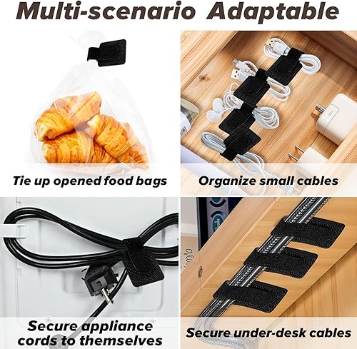 Miniatura 3 de 50 unidades por paquete, correas autoadhesivas de gancho y bucle, bridas de gancho y bucle, organizador de cables con parte trasera adhesiva, clip