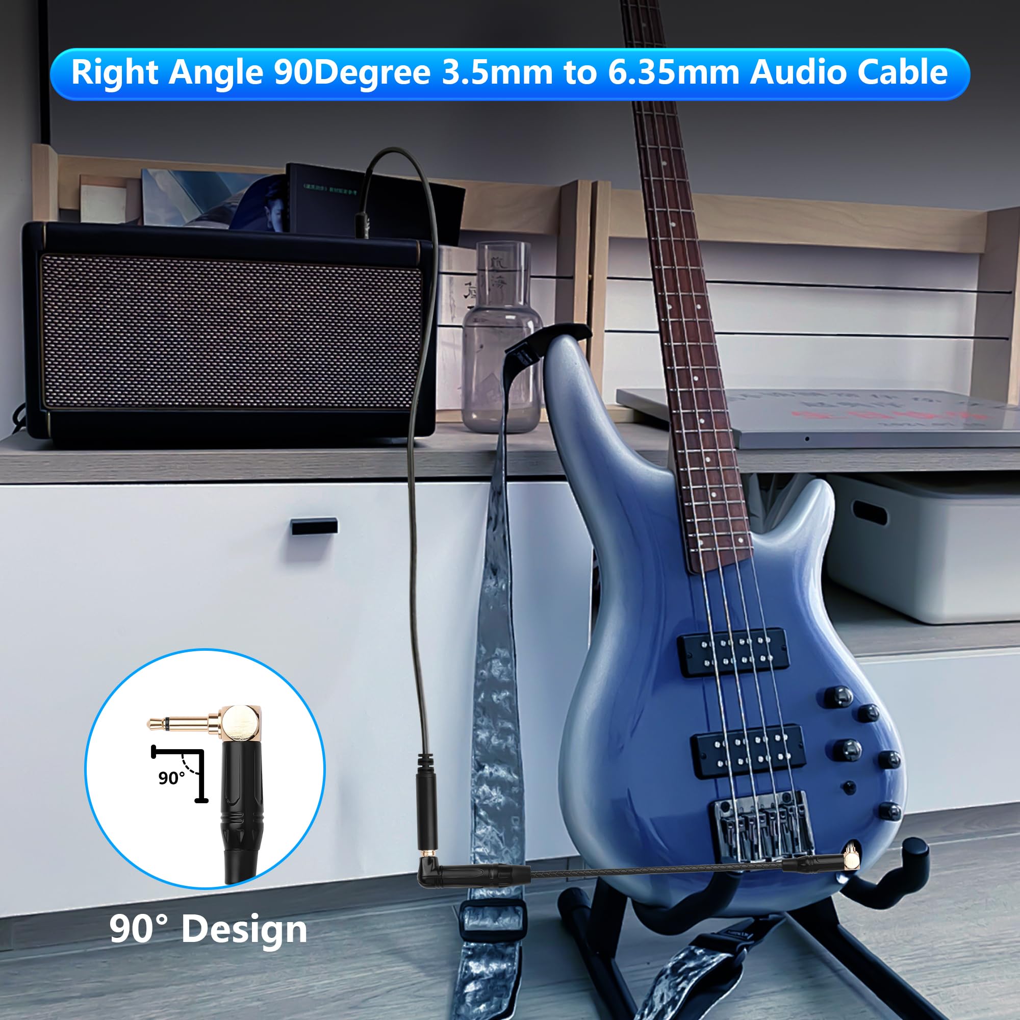 CERRXIAN 1,8 M/6 FT 6,35 mm TRS stereo maschio a RCA femmina cavo audio, cavo audio RCA a 6,35 mm con texture in pelle, per chitarra elettrica, mixer, amplificatore, altoparlante