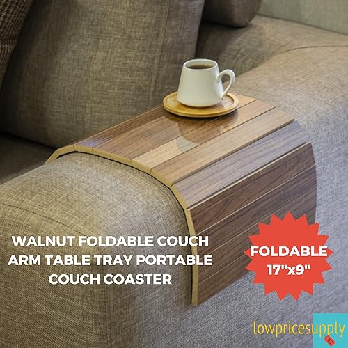 Miniatura 2 de Bandeja plegable de nogal para mesa de sofá, portátil, para muebles de oficina en casa, escuela, tamaño 17 x 9 pulgadas