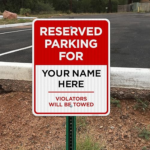 Miniatura 53 de Letrero personalizado de Reserved Parking All Violators Will Be Towed, 12 x 18 pulgadas, libre de óxido, aluminio 063, resistente a la decoloración