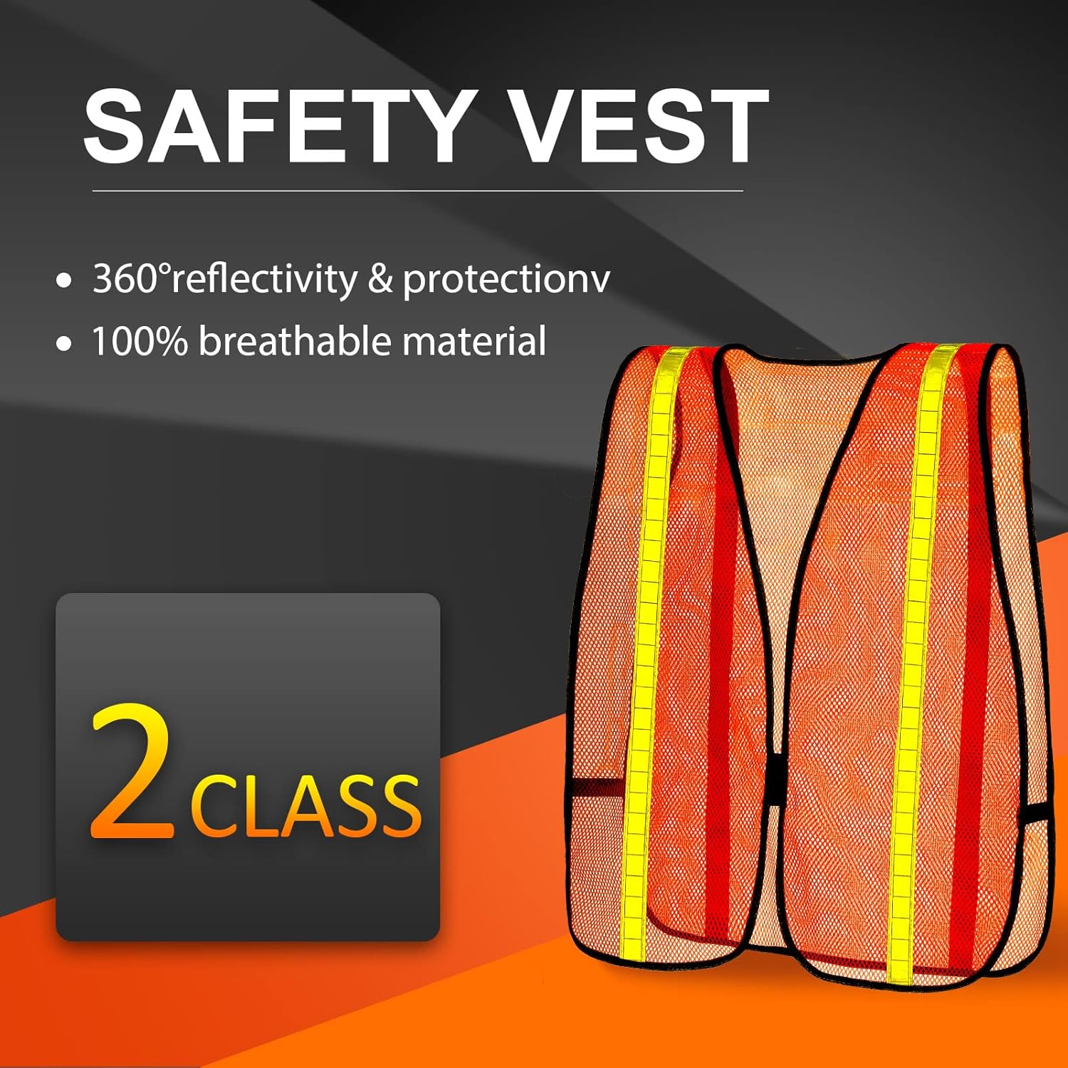 Haysandy 20 Pcs High Visibility Reflective Safety Vest Construction Vest Strips Neon Mesh Universal Size for Men Outdoor(Neon Orange,20 Pcs) - Image 2