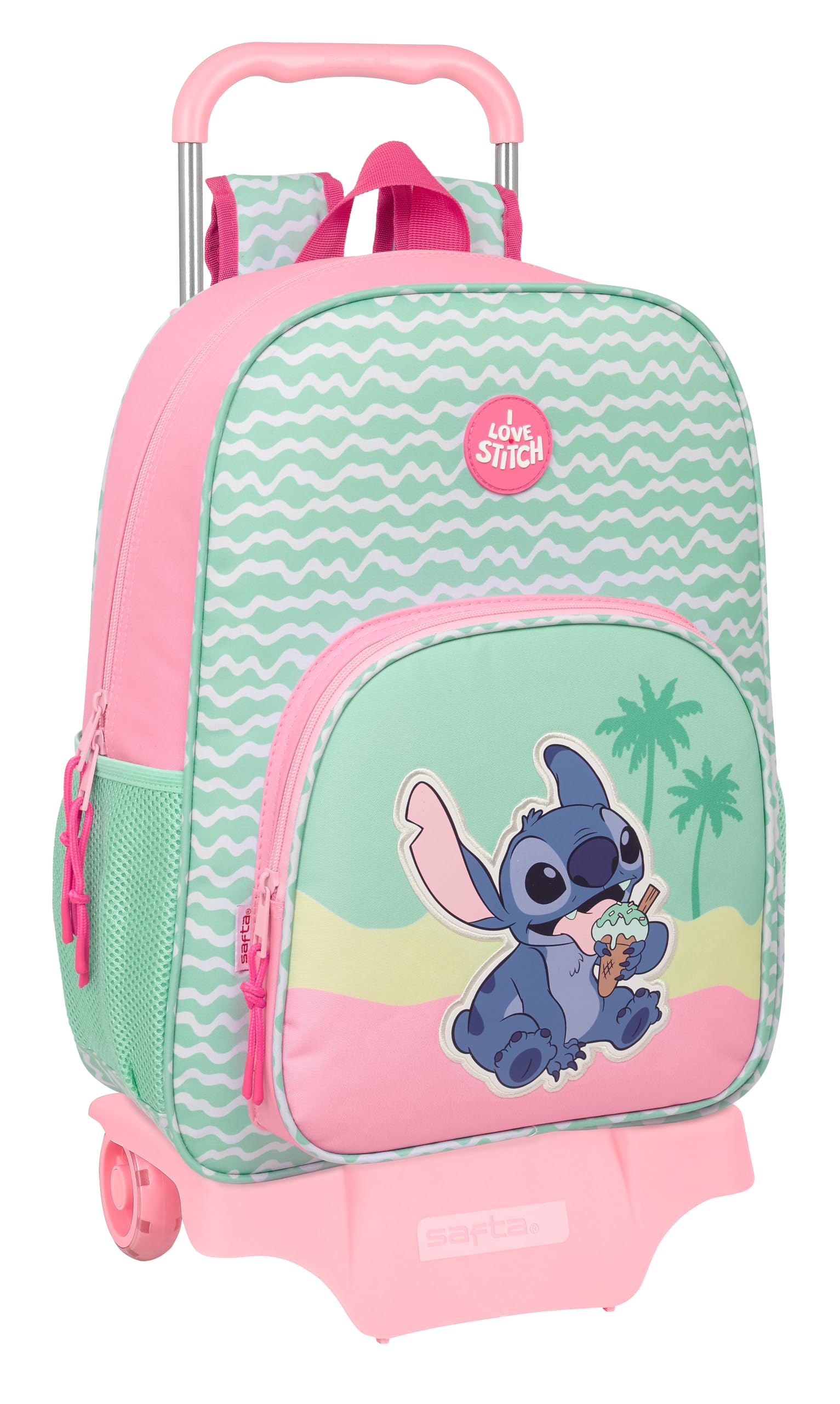 Safta Stitch Ice Cream - Mochila Escolar con Carro 905, Ideal para Niños de Diferentes Edades, Cómoda y Versátil, Calidad y Resistencia, 33x14x42 cm