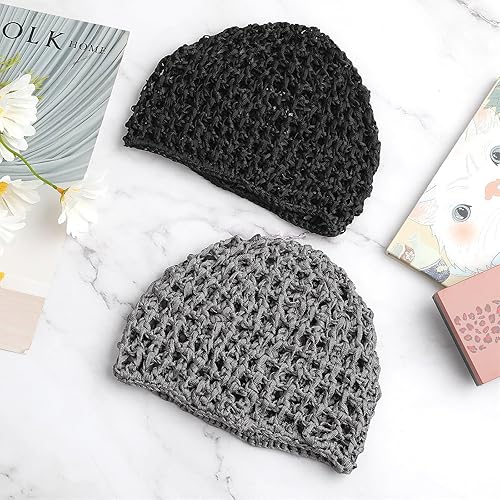 Miniatura 3 de WLLHYF 2 gorras de peluca, red para dormir, redecillas esenciales, bandas elásticas, agarre envolvente, ganchillo, trenzado, satén, cosplay,