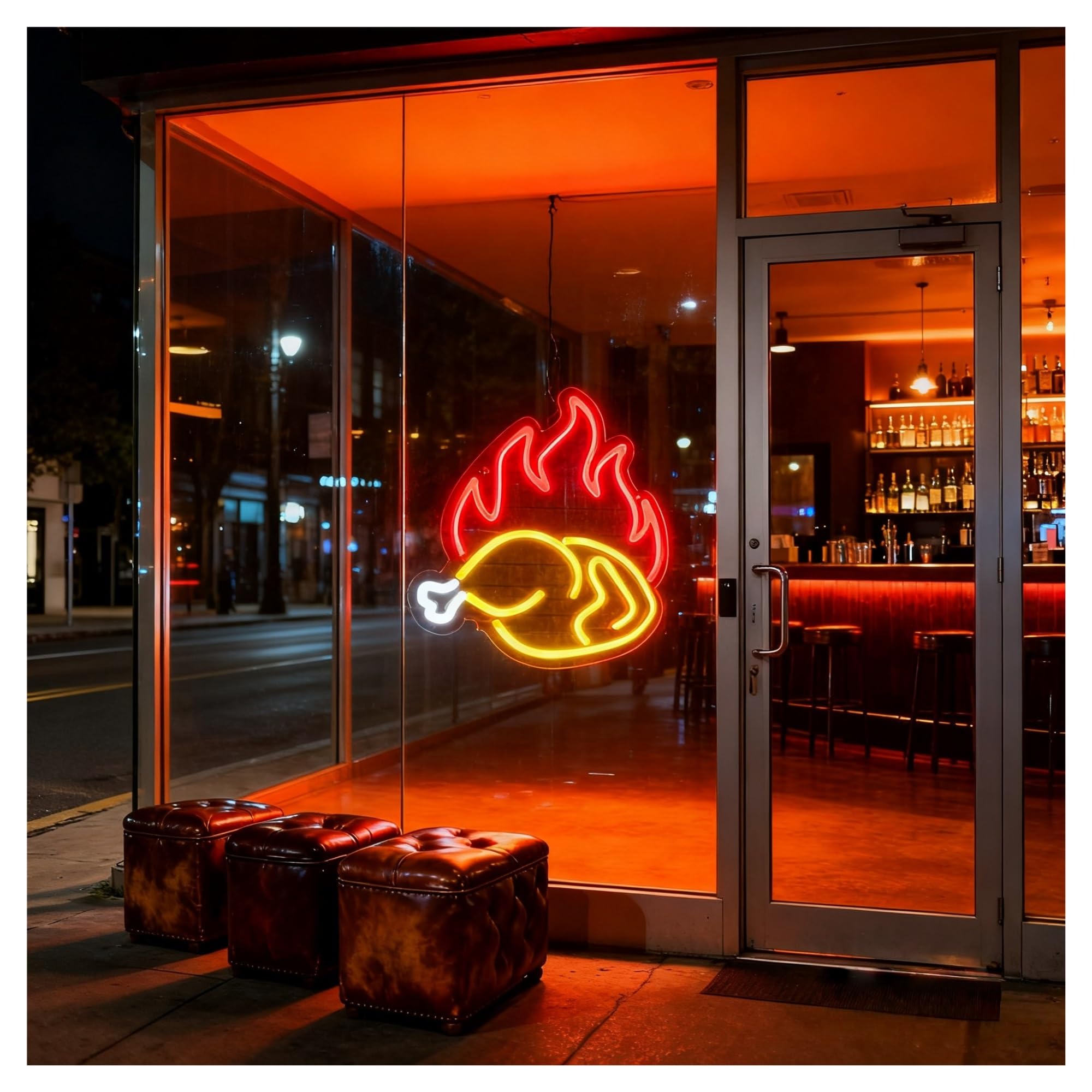 Decoración Lámparas Letrero De Neón De Pollo Asado, Luz Para Restaurante, Hotel, Cocina, Tienda De Pollo Frito, Negocio, Lámpara Regulable Con Alimentación USB, 30cmx29cm
