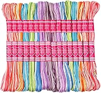 Dercuy 16 Skeins Colorful Embroidery Floss 8m Polyester Cotton Cross Stitch Thread Kit with Bobbins for Friendship Bracelets DIY Crafts
