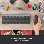 Logitech MK470 combo clavier et souris sans fil - disposition compacte moderne, ultra silencieuse, récepteur USB 2,4 GHz, connectivité Plug n' Play, compatible avec Windows - Graphite
