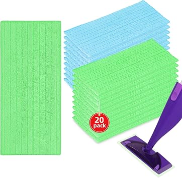 20 Packs Mop Refill Pads for Flash Power Mop for Cleaning Wet Dry Multi-Surface FloorBlue+Green